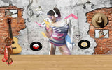 Avikalp MWZ3606 Singing Girl Musical Instruments HD Wallpaper for Gym Fitness