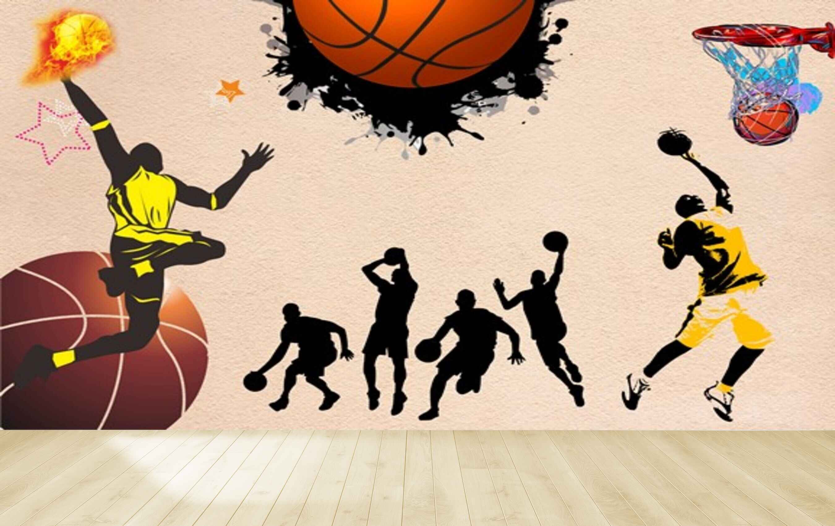 Avikalp MWZ3608 Basket Balls Players Young Boys HD Wallpaper for Gym Fitness