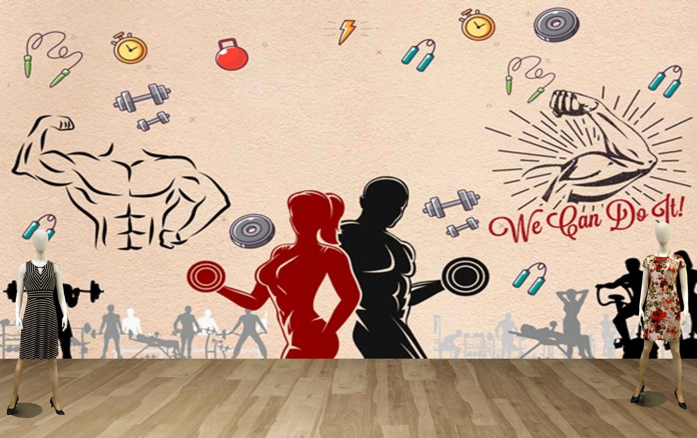 Avikalp MWZ3611 Dumbbells Weight Lifting Wrestling Exercise HD Wallpaper for Gym Fitness