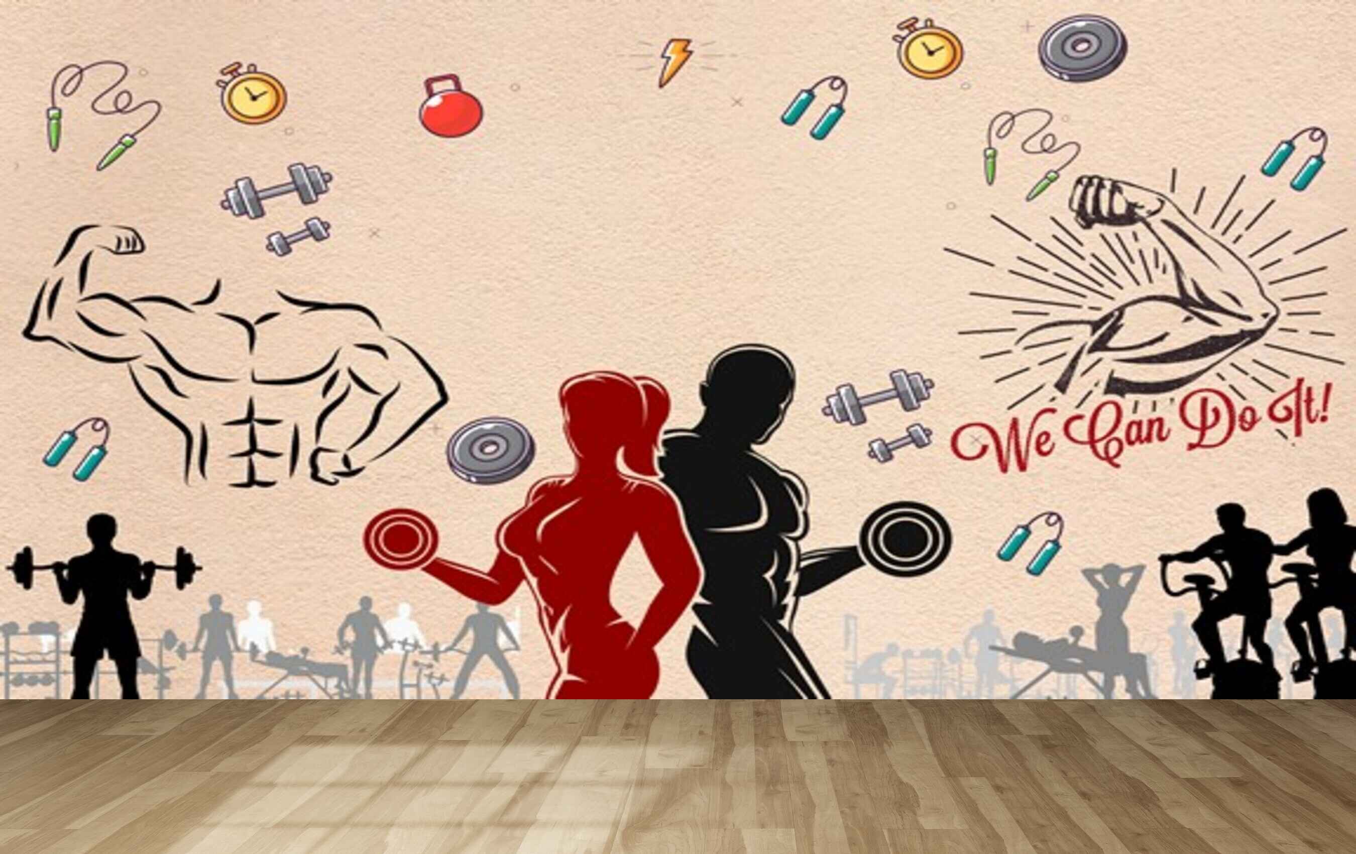Avikalp MWZ3611 Dumbbells Weight Lifting Wrestling Exercise HD Wallpaper for Gym Fitness
