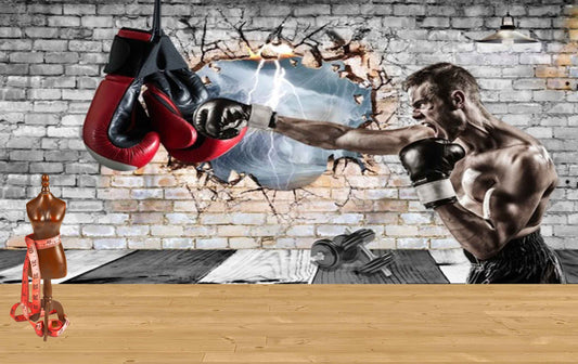 Avikalp MWZ3612 Fit Man Boxing Brick Wall HD Wallpaper for Gym Fitness