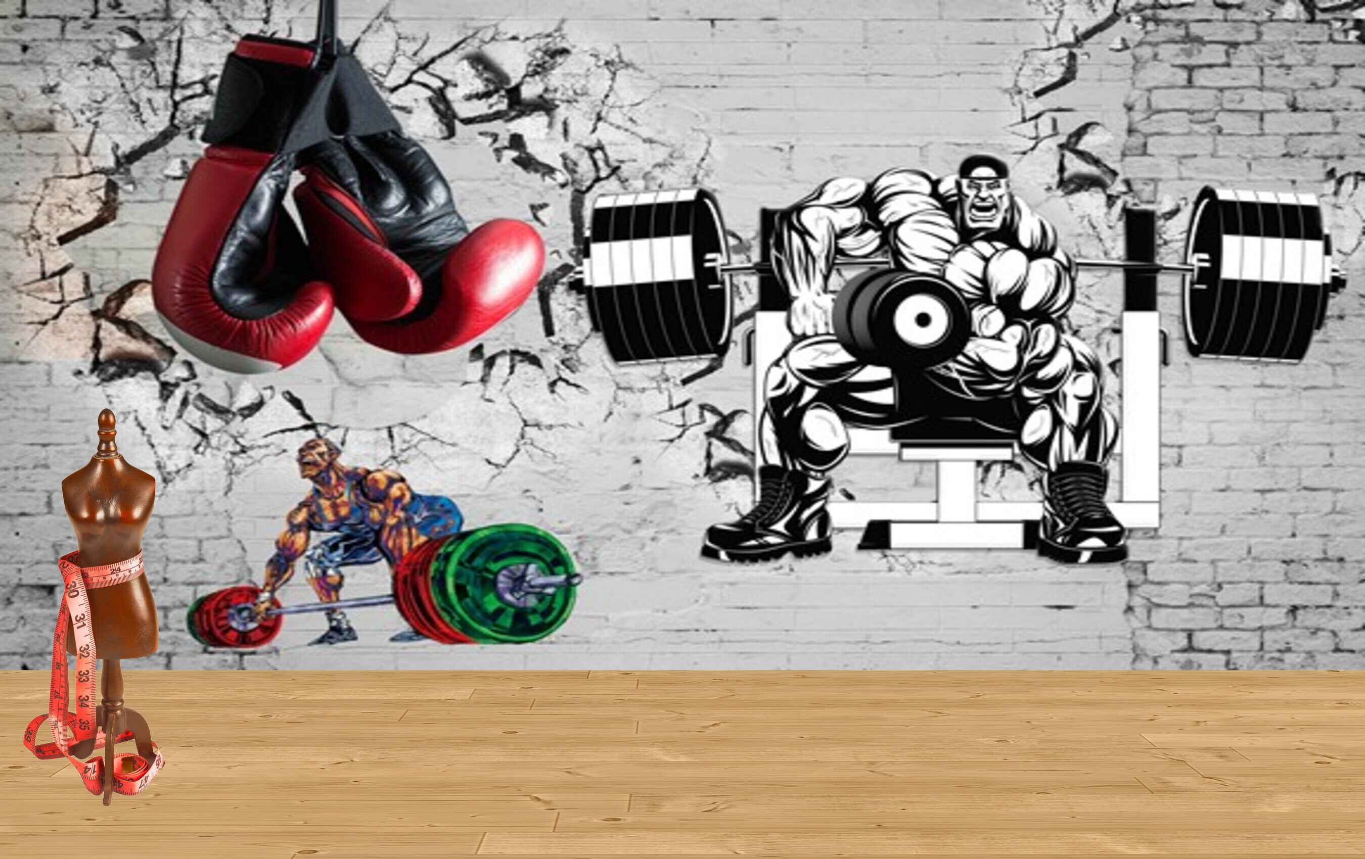 Fitness boxing glove Wall Stickers mural Wallpaper Boys Room Boxing Gym  Fitness