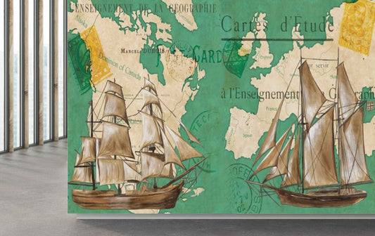 Avikalp MWZ3616 Ships Stamps Cards Map HD Wallpaper