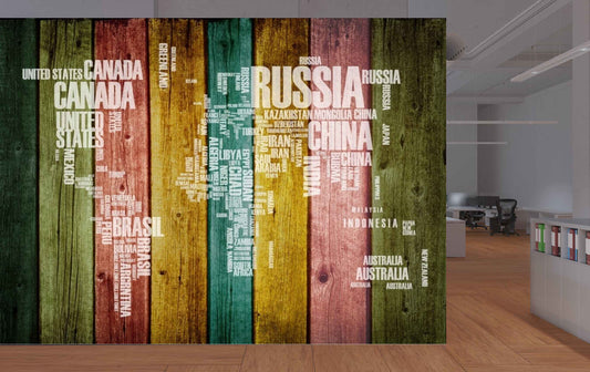 Avikalp MWZ3622 World Map Country Names Multicolor HD Wallpaper