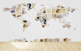 Avikalp MWZ3624 World Map News Papers HD Wallpaper
