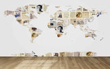 Avikalp MWZ3624 World Map News Papers HD Wallpaper