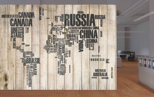 Avikalp MWZ3625 World Map Countries Names Wooden Boards HD Wallpaper