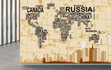 Avikalp MWZ3626 World Map Buildings Countries Names HD Wallpaper