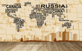 Avikalp MWZ3626 World Map Buildings Countries Names HD Wallpaper