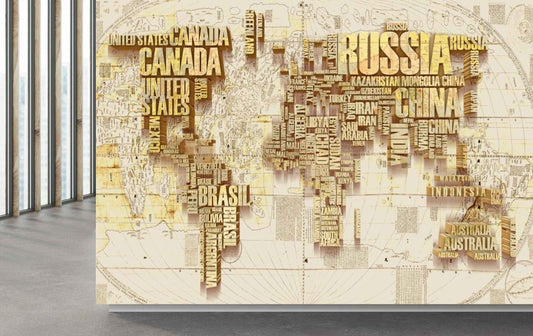 Avikalp MWZ3627 World Map Names Countries Continents HD Wallpaper