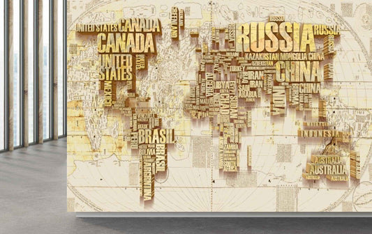 Avikalp MWZ3627 World Map Names Countries Continents HD Wallpaper