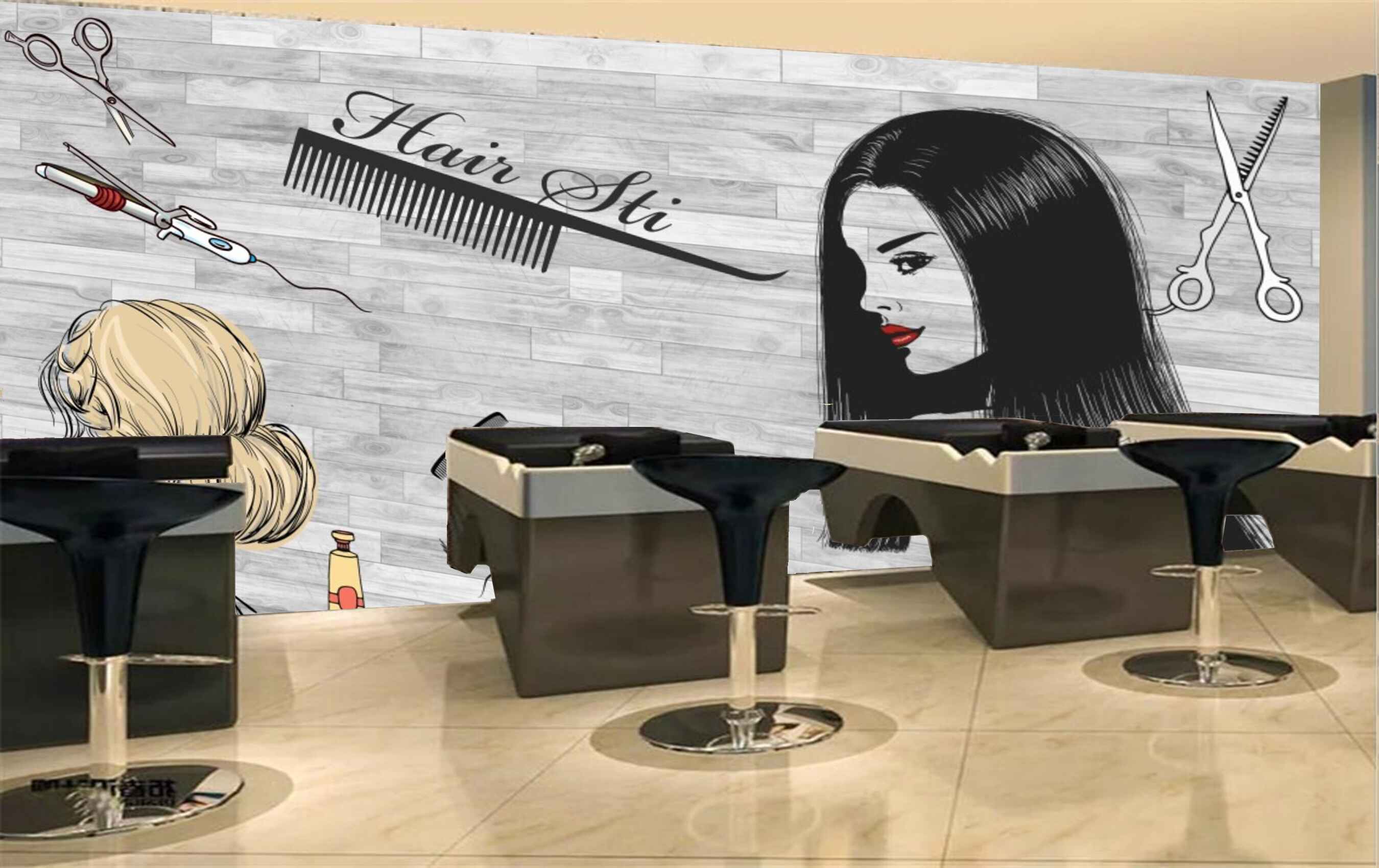 Avikalp MWZ3629 Fashion Girl Hair Styling Fashion Makeup HD Wallpaper for Salon Parlour