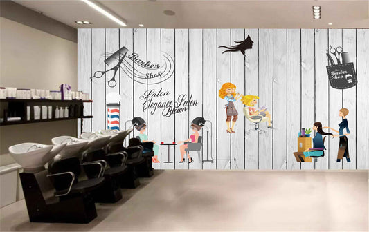 Avikalp MWZ3633 Barber Shop Elegance Salon Girls Fashion HD Wallpaper for Salon Parlour