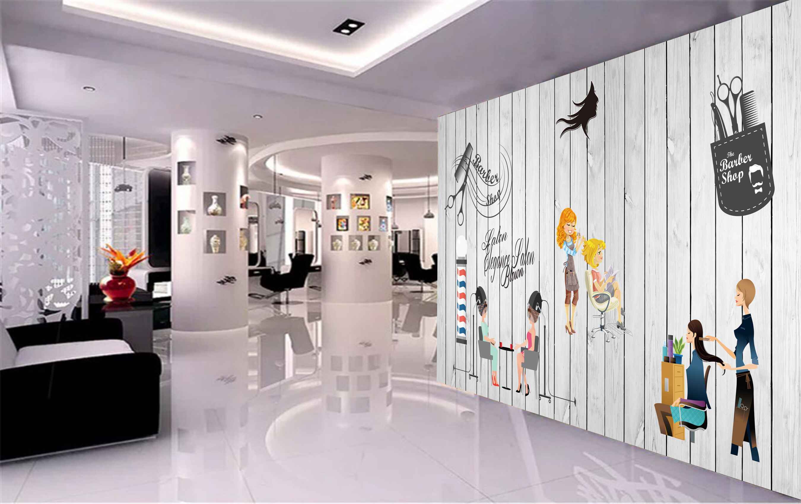 Avikalp MWZ3633 Barber Shop Elegance Salon Girls Fashion HD Wallpaper for Salon Parlour