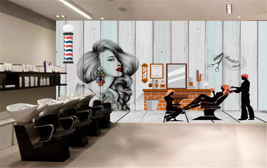 Avikalp MWZ3634 Barber Shop Girls Fashion Parlour HD Wallpaper for Salon Parlour