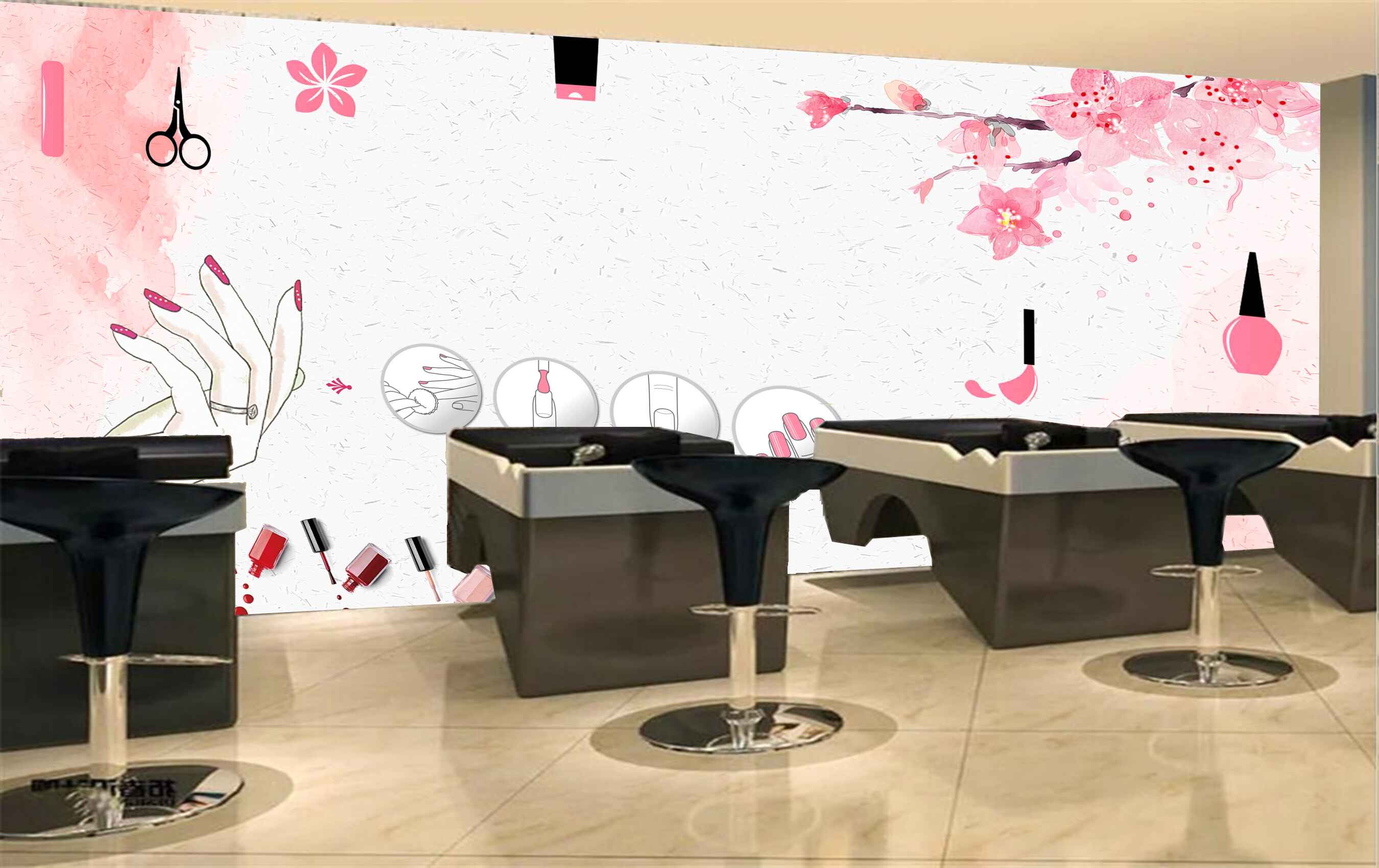 Avikalp MWZ3638 Girls Nails Fashion Arts Polishes HD Wallpaper for Salon Parlour