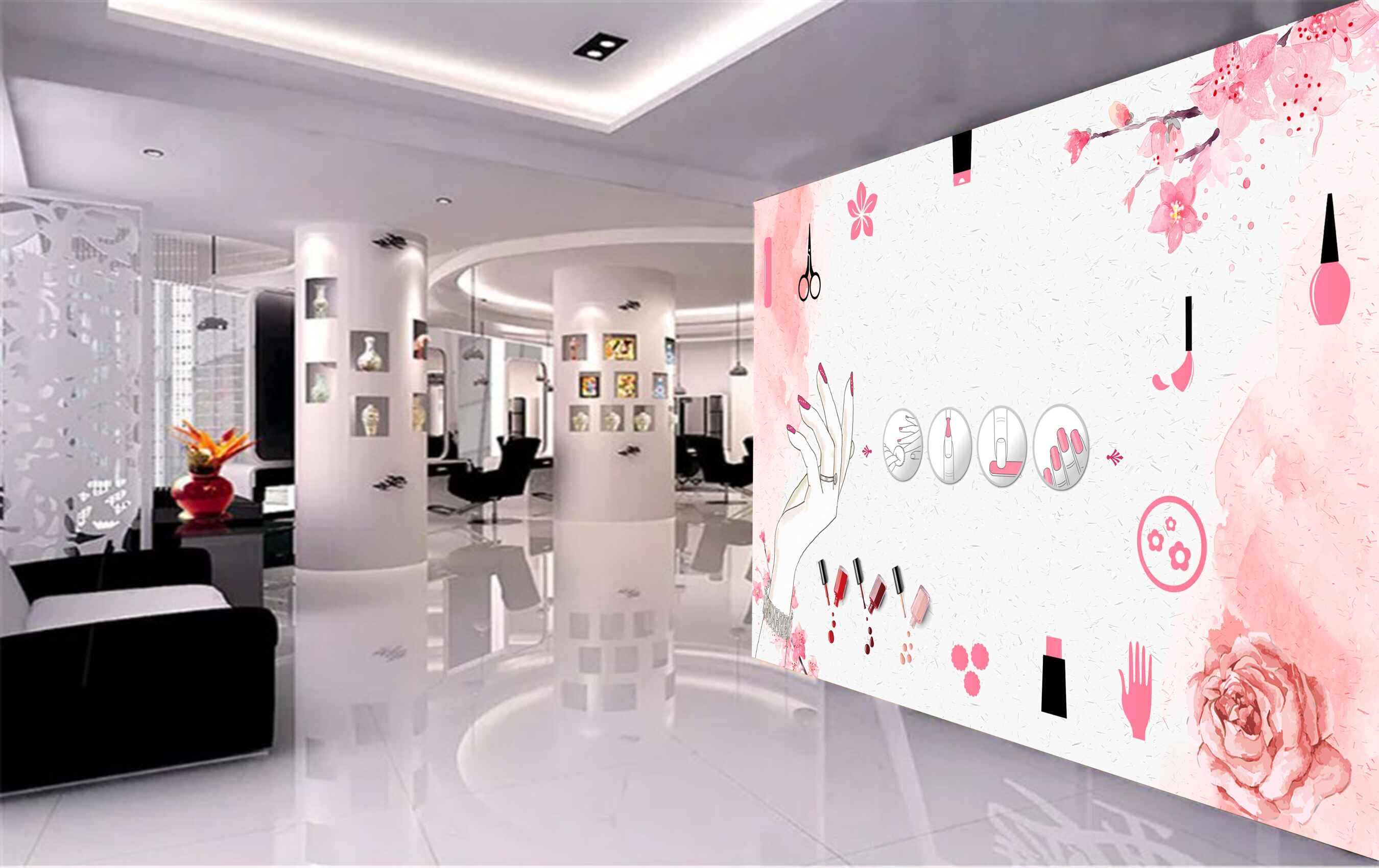 Avikalp MWZ3638 Girls Nails Fashion Arts Polishes HD Wallpaper for Salon Parlour