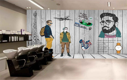 Avikalp MWZ3641 Mens Fashion Clothes Scissors Shoes Watch HD Wallpaper for Salon Parlour