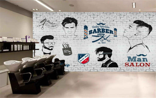 Avikalp MWZ3642 Man Salon Barber Shop HD Wallpaper for Salon Parlour