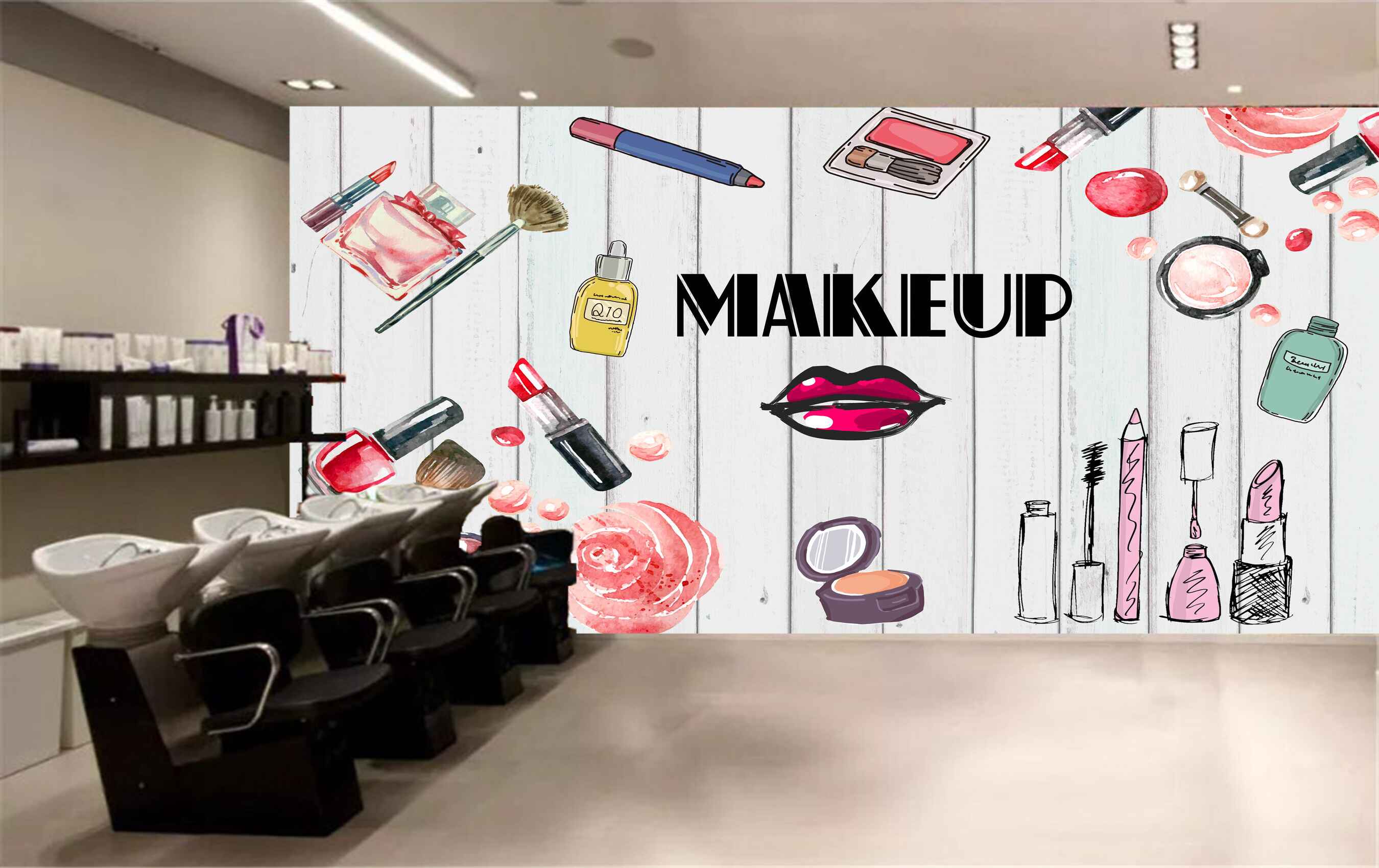 Avikalp MWZ3643 Makeup Beauty Products Fashion Styles HD Wallpaper for Salon Parlour