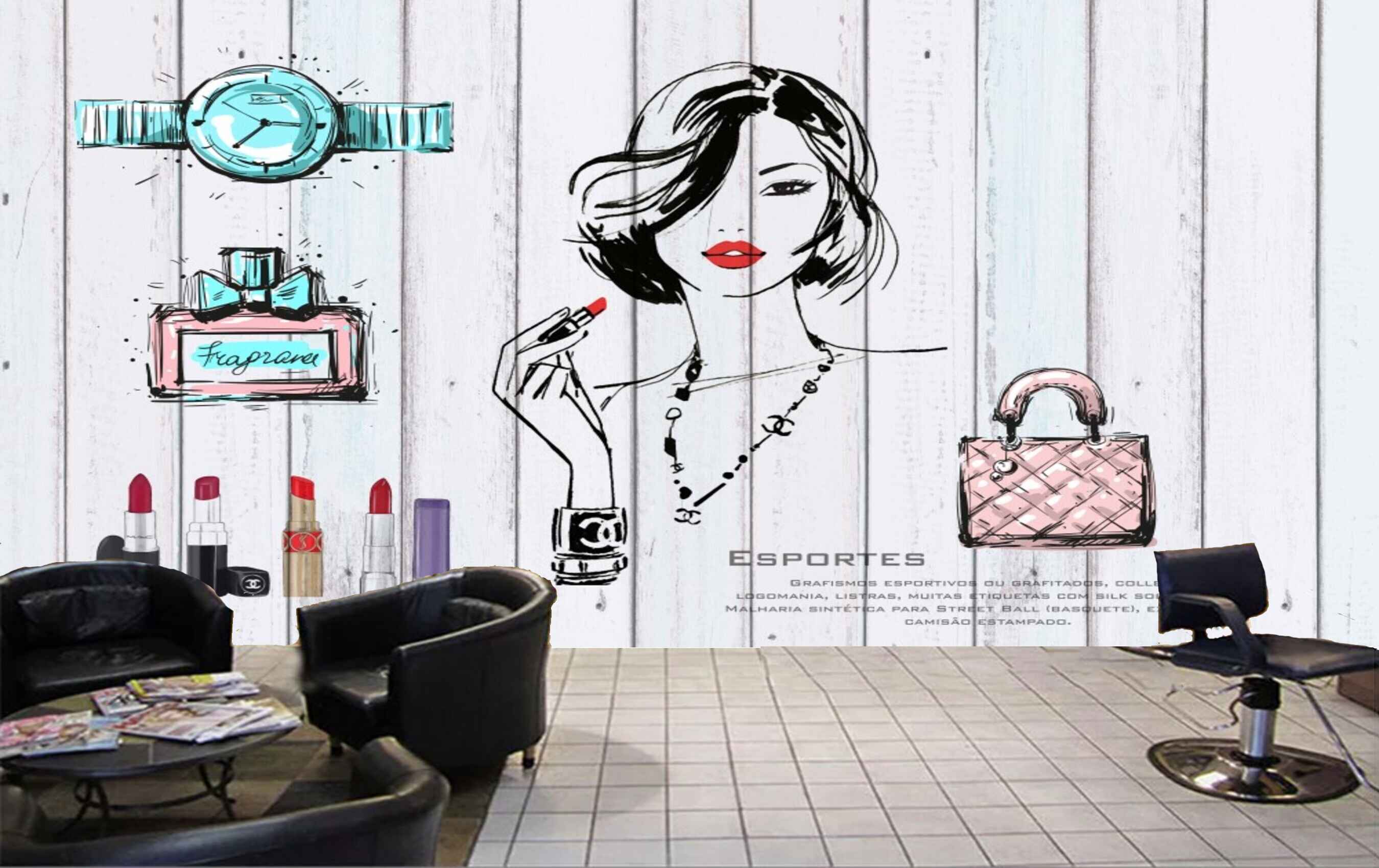 Avikalp MWZ3645 Girls Fashion Beauty Nails Lipstick HD Wallpaper for Salon Parlour