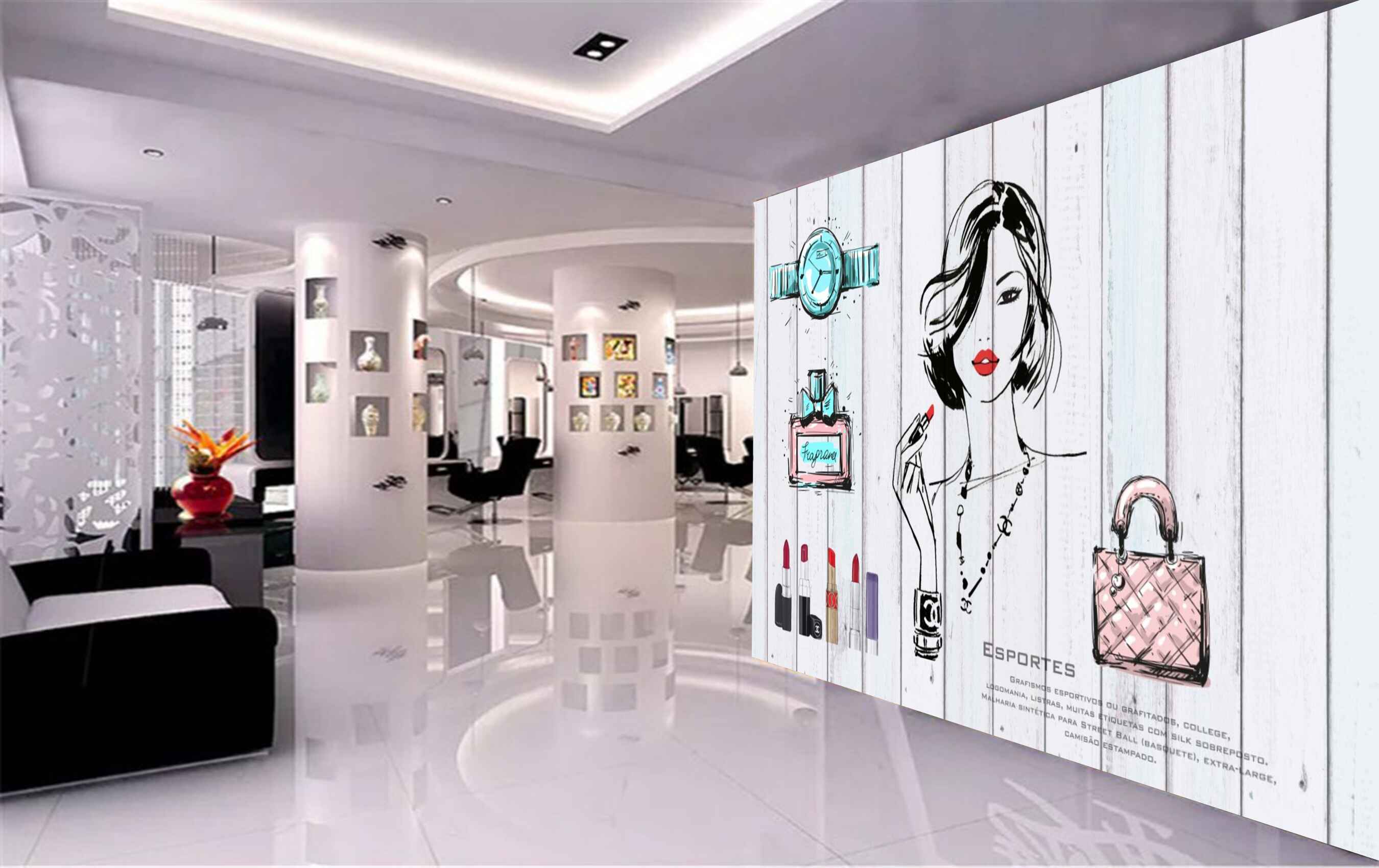 Avikalp MWZ3645 Girls Fashion Beauty Nails Lipstick HD Wallpaper for Salon Parlour