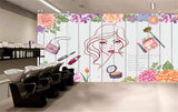 Avikalp MWZ3646 Ladies Fashion Beauty Pink Orange Flowers HD Wallpaper for Salon Parlour