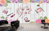 Avikalp MWZ3646 Ladies Fashion Beauty Pink Orange Flowers HD Wallpaper for Salon Parlour