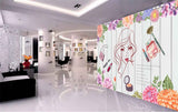 Avikalp MWZ3646 Ladies Fashion Beauty Pink Orange Flowers HD Wallpaper for Salon Parlour