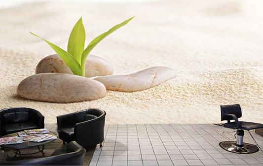 Avikalp MWZ3649 Stones Sand Leaves HD Wallpaper for Spa