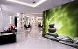 Avikalp MWZ3651 Stones Green Leaves Stems HD Wallpaper for Spa