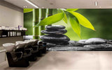 Avikalp MWZ3653 Green Stems Leaves Stones HD Wallpaper for Spa