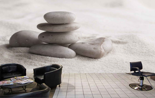 Avikalp MWZ3655 Six Grey Stones Sand HD Wallpaper for Spa