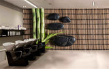 Avikalp MWZ3656 Stems Leaves Black Stones Wooden Mat HD Wallpaper for Spa