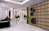 Avikalp MWZ3656 Stems Leaves Black Stones Wooden Mat HD Wallpaper for Spa