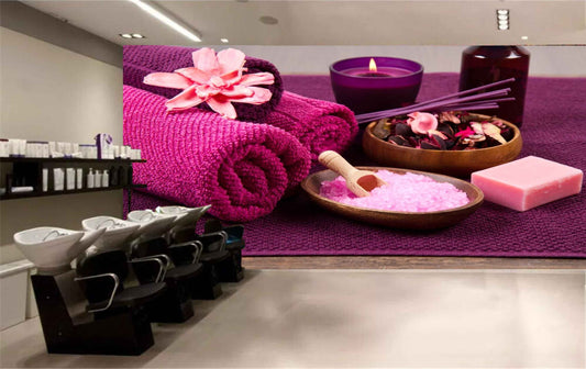 Avikalp MWZ3659 Pink Stones Flowers Clothes Soap HD Wallpaper for Spa