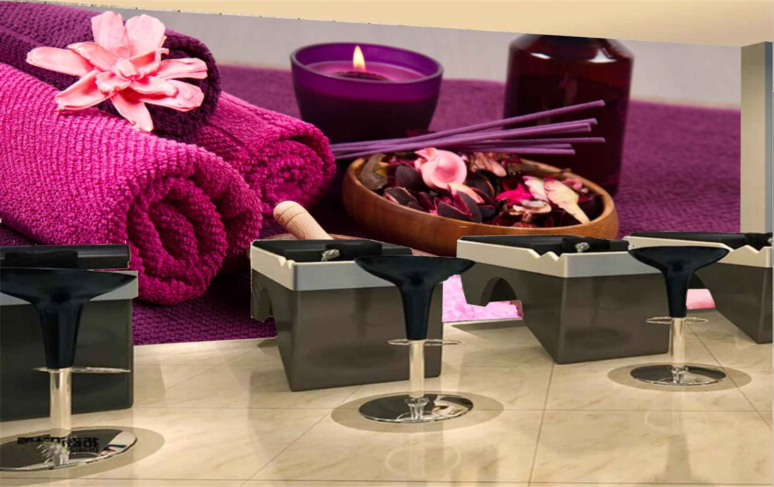 Avikalp MWZ3659 Pink Stones Flowers Clothes Soap HD Wallpaper for Spa