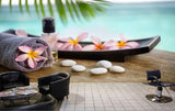 Avikalp MWZ3660 Pink Flowers Stones Mat Boat HD Wallpaper for Spa