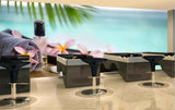 Avikalp MWZ3660 Pink Flowers Stones Mat Boat HD Wallpaper for Spa