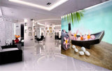 Avikalp MWZ3660 Pink Flowers Stones Mat Boat HD Wallpaper for Spa