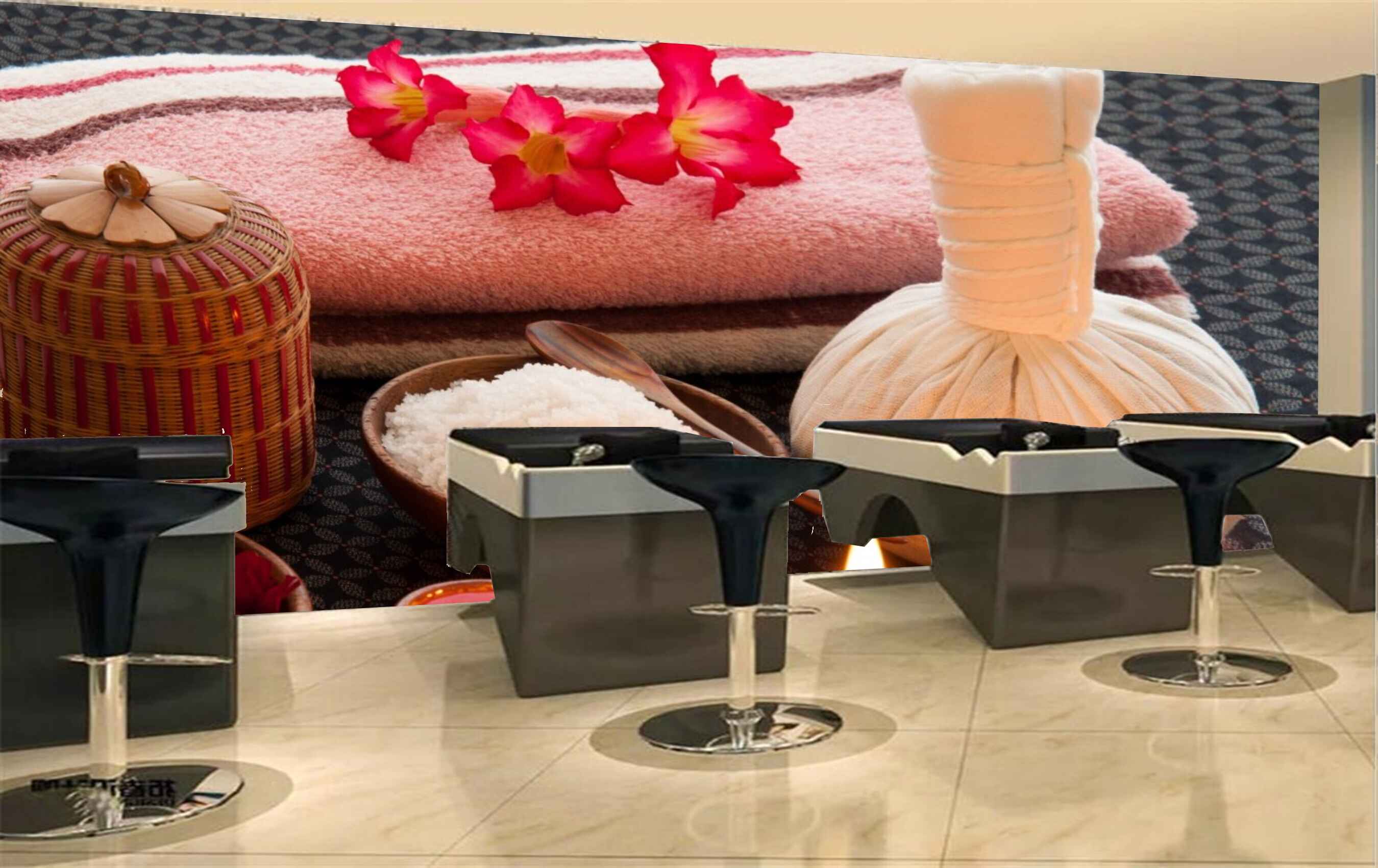 Avikalp MWZ3672 Candles Flowers Wooden Bowls Food HD Wallpaper for Spa