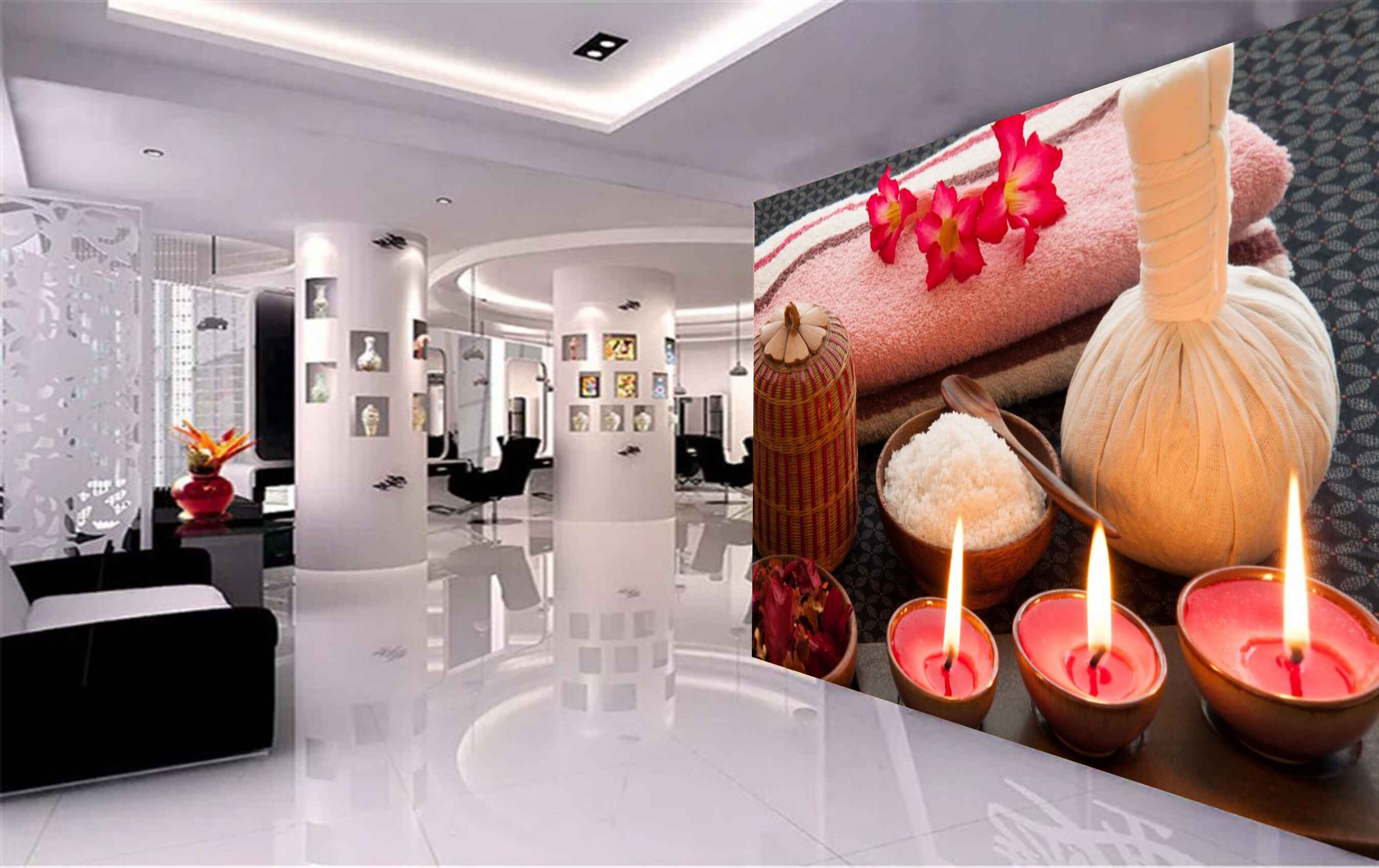 Avikalp MWZ3672 Candles Flowers Wooden Bowls Food HD Wallpaper for Spa