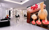 Avikalp MWZ3672 Candles Flowers Wooden Bowls Food HD Wallpaper for Spa