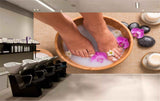 Avikalp MWZ3675 Feets Legs Milk Water Pink White Flowers Stones HD Wallpaper for Spa