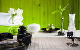 Avikalp MWZ3682 Green White Blankets Stones Leaves Oil HD Wallpaper for Spa