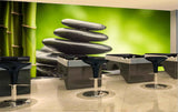 Avikalp MWZ3683 Green Stems Stones Water HD Wallpaper for Spa