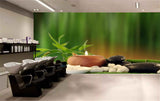 Avikalp MWZ3692 Candle Stones Green Leaves Stones HD Wallpaper for Spa