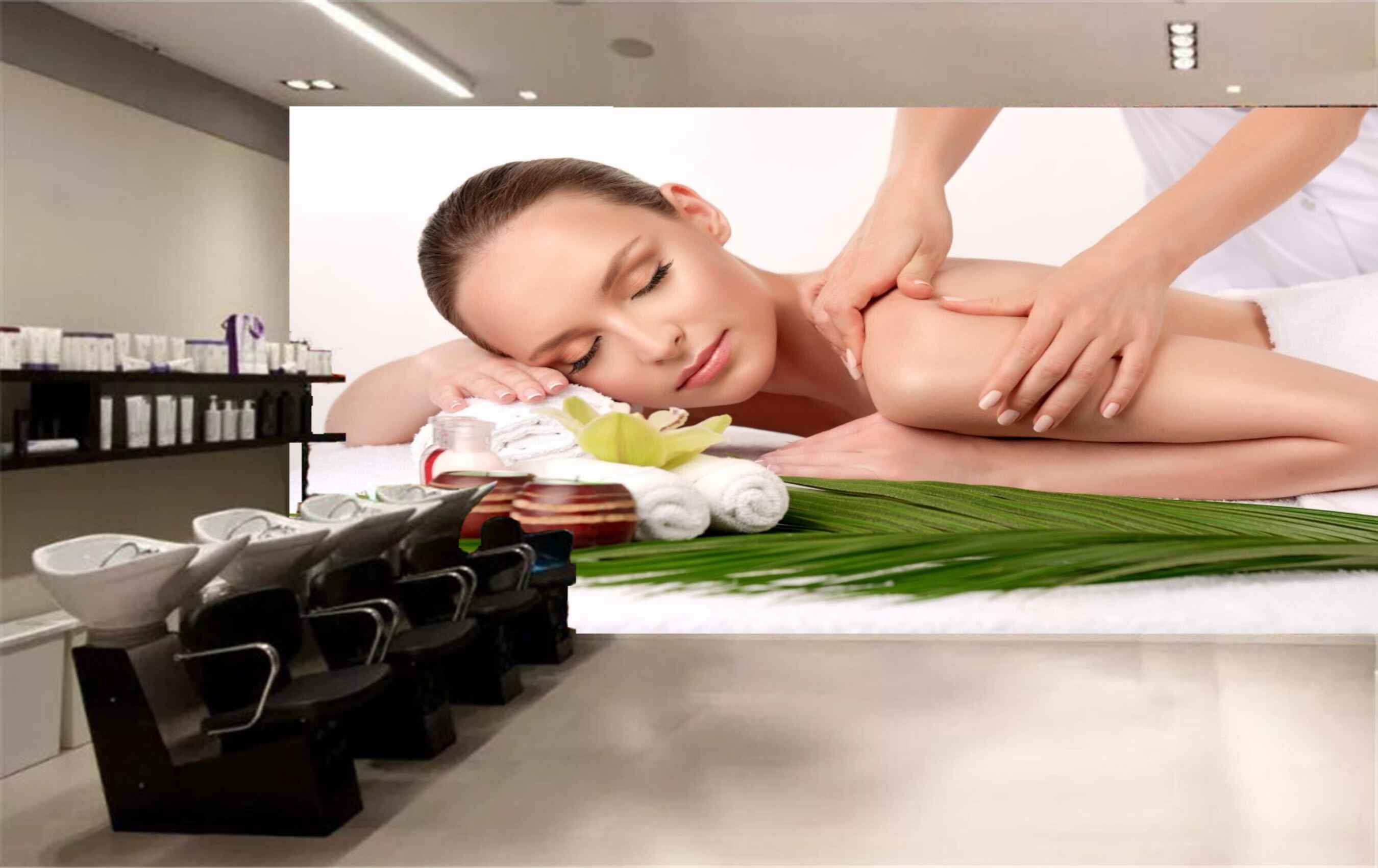 Avikalp MWZ3697 Body Massage Spa White Clothes Leaves HD Wallpaper for Spa