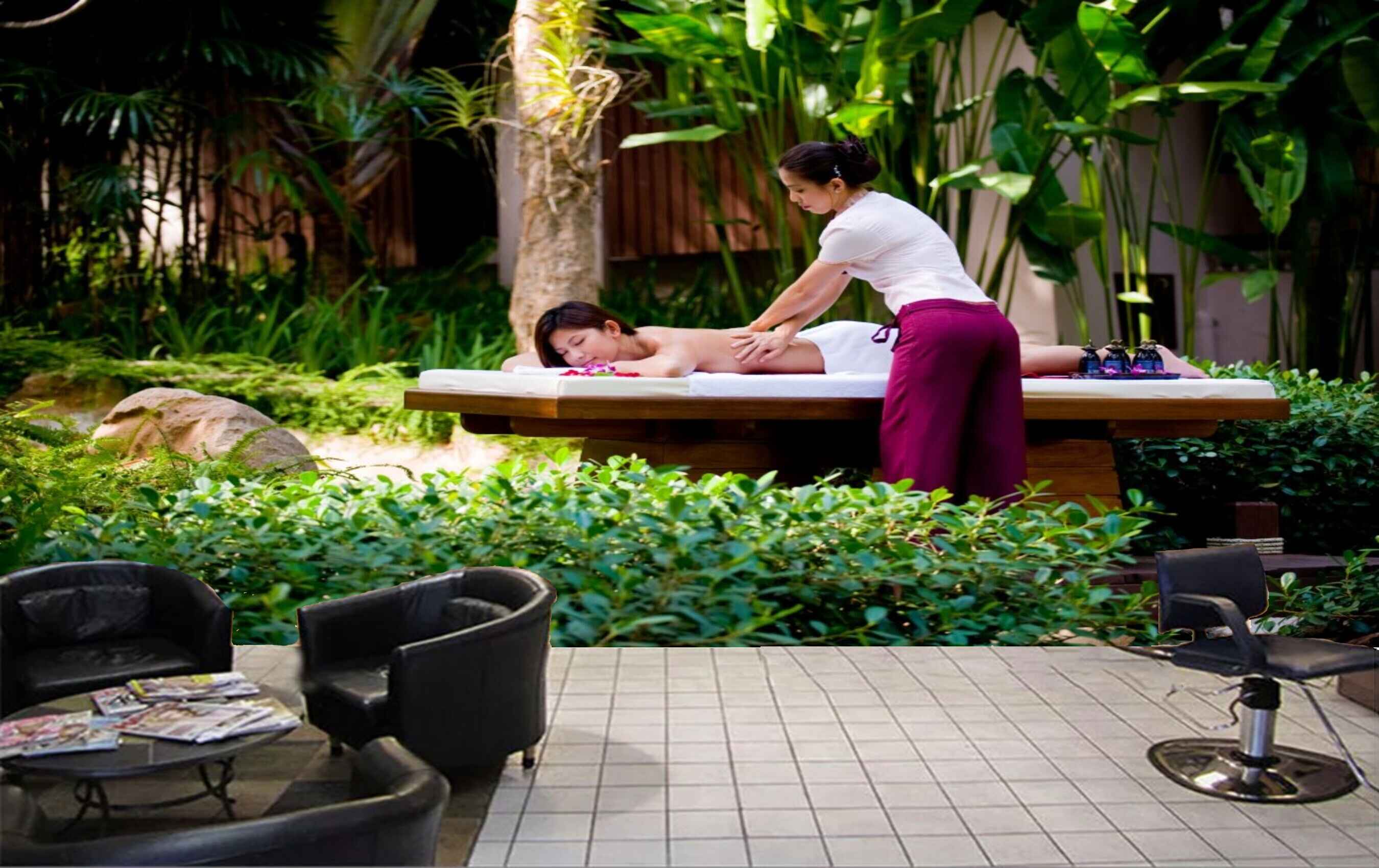 Avikalp MWZ3699 Women Massage Spa Trees Leaves Nature Stones HD Wallpaper for Spa