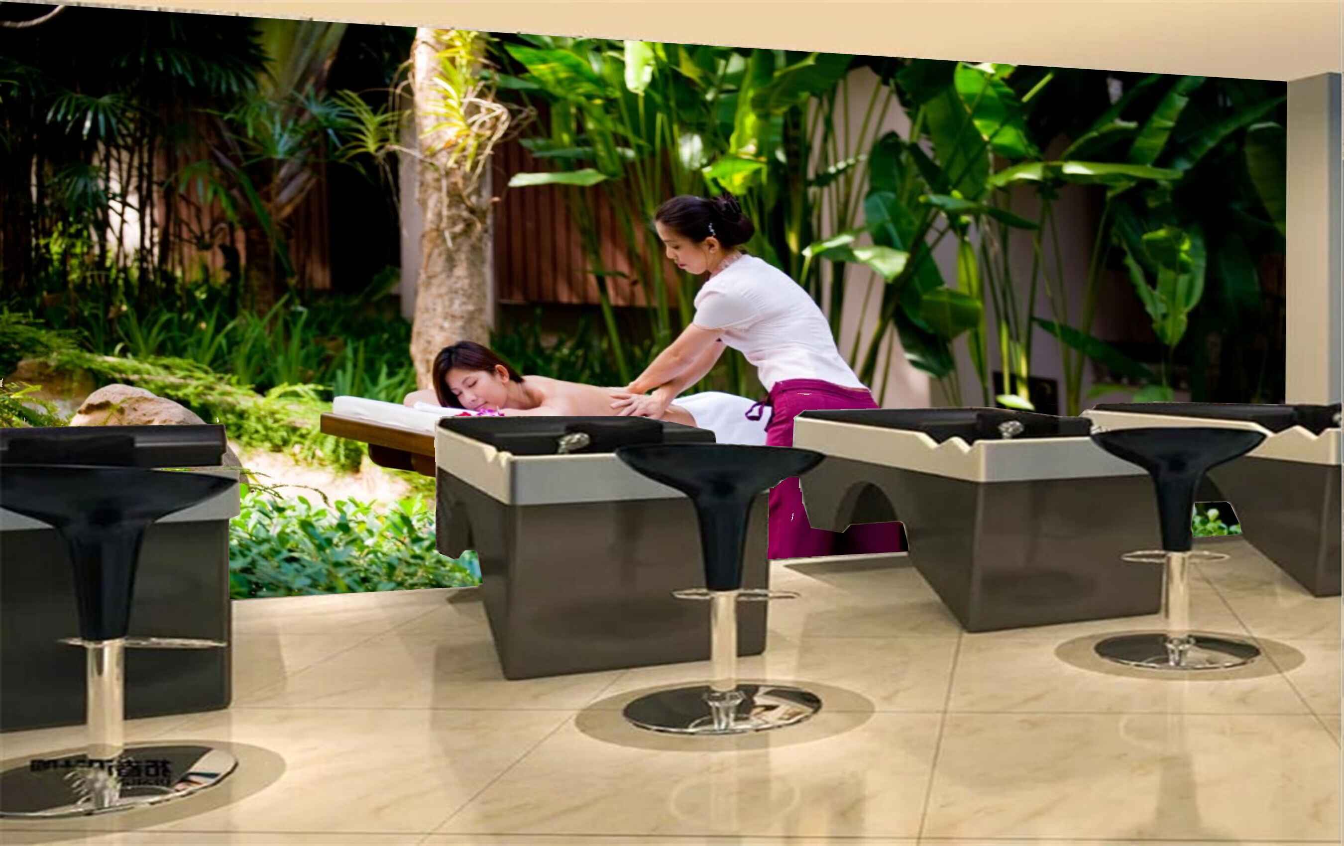 Avikalp MWZ3699 Women Massage Spa Trees Leaves Nature Stones HD Wallpaper for Spa